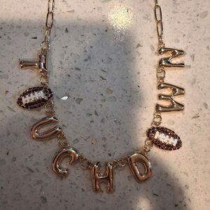Gold Touchdown Football Necklace